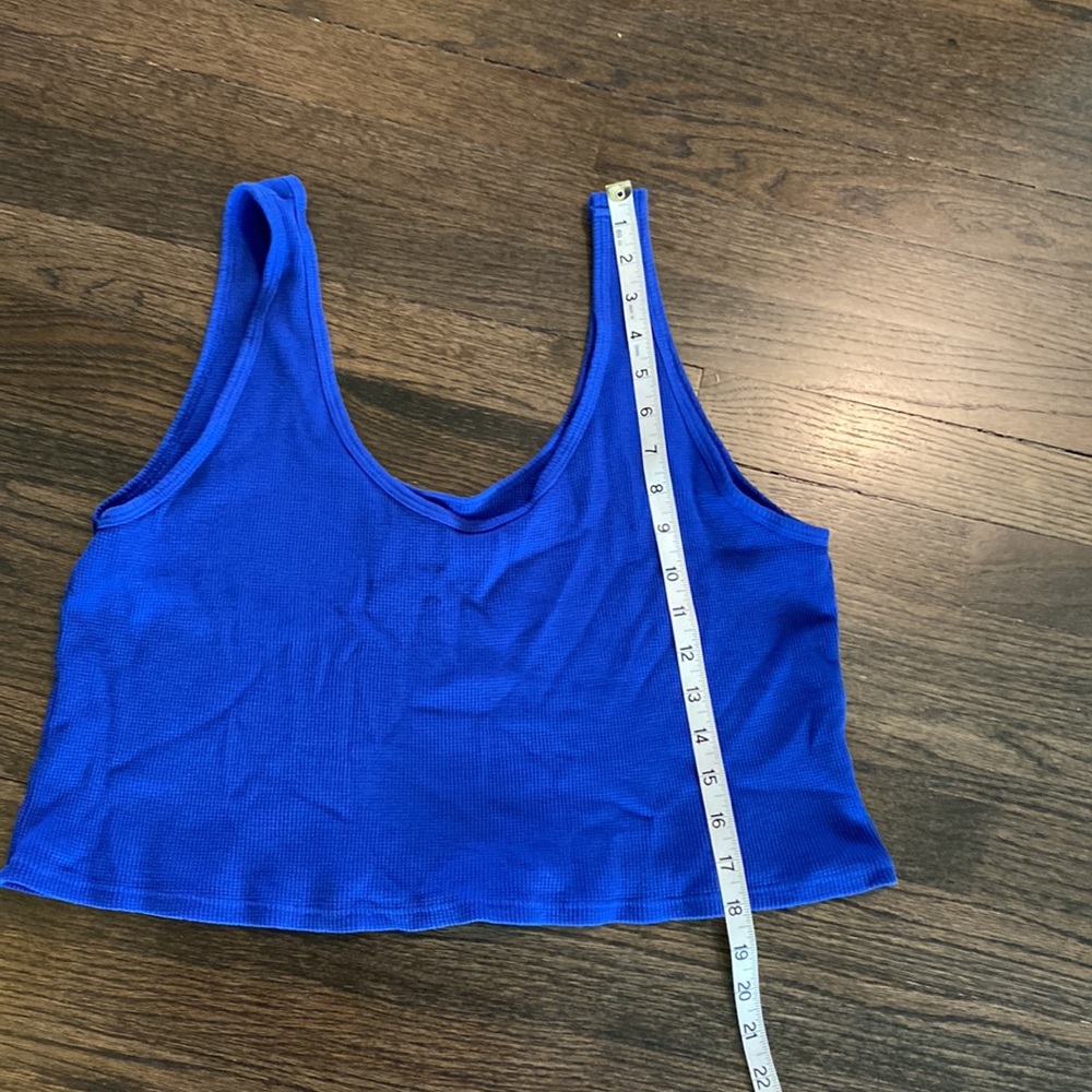 Set Active Blue Ribbed Tank XL EUC Cropped - Picture 2 of 6
